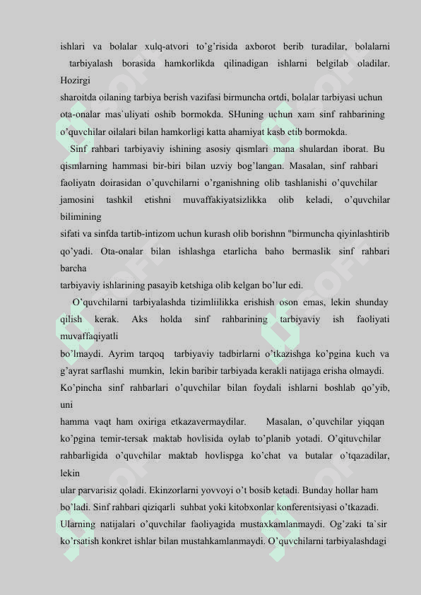 SINF RAHBAR ISHINI REJALASHTIRISH VA UNI HISOBGA OLISH 8