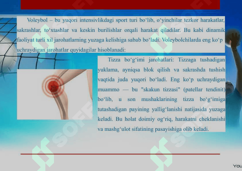 VOLEYBOLCHILARNING JAROHATLARI VA ULARNING OLDINI OLISH CHORALARI 3