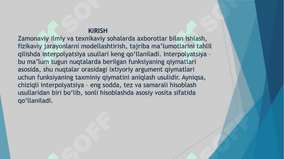 «Octave dasturida chiziqli interpolyatsiya masalalarini yechish» 3