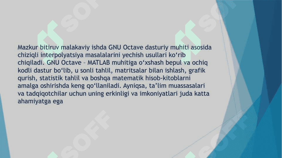 «Octave dasturida chiziqli interpolyatsiya masalalarini yechish» 4