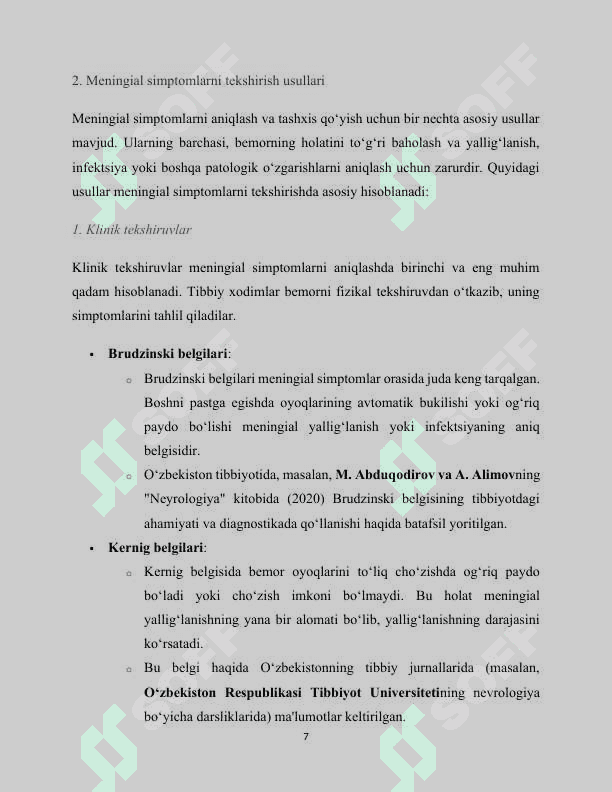 Meningial simptomlarni tekshirish usullari.Tortilish simptomlarni tekshirish usullari 7