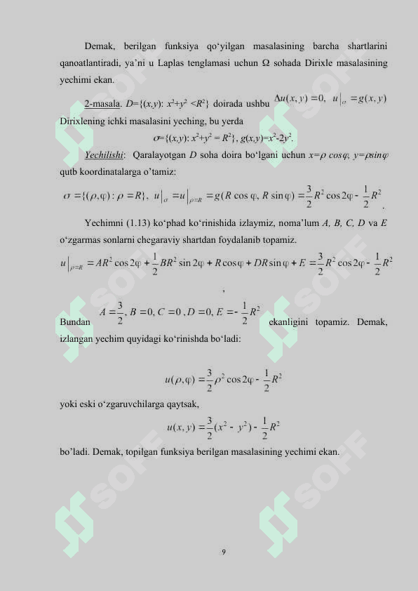 LAPLAS TENGLAMASI UCHUN QO’YILGAN CHEGARAVIY MASALALARNI O’ZGARUVCHILARNI AJRATISH USULI oxirgi.docx 8