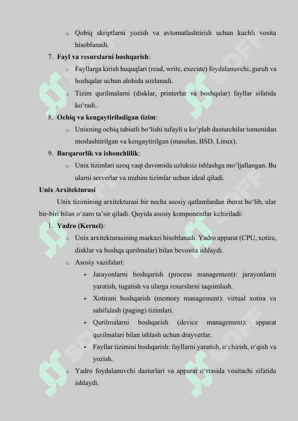 Unix operatsion tizimi yaratilish tarixi. Linux operatsion tizimi 8