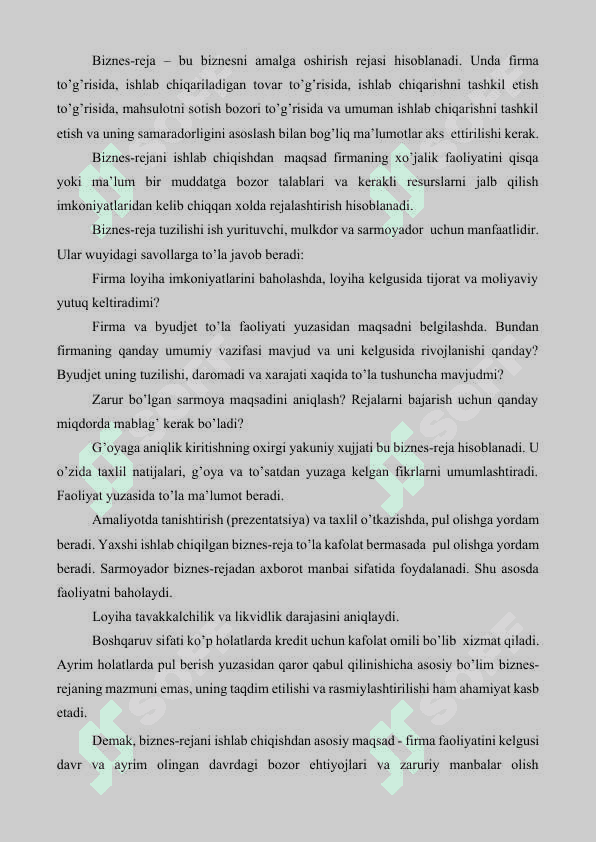 Loyihaning biznes-rejasi va uning tarkibiy tuzilishi 3