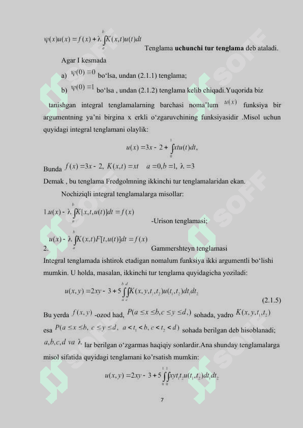 Kurs ishi Matematika fizika tenglamalari 7