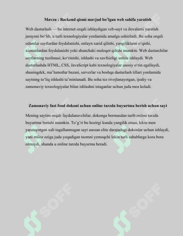 Backend qismi mavjud bo’lgan web sahifa yaratish 2