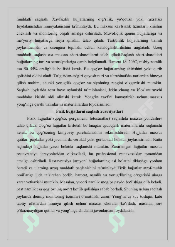 Arxiv hujjatlarini saqlash, ro’yxatga olish va ekspertiza qilish 25 3