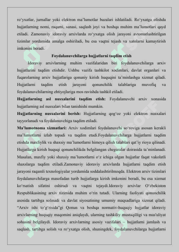 Idoraviy arxivlar va ularning faoliyati 25 6