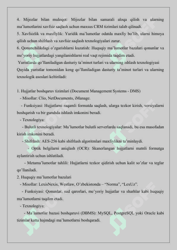 Yuristlarda qo‘llaniladigan dasturiy ta’minot va ularning ishlash texnologiyasi 25 3