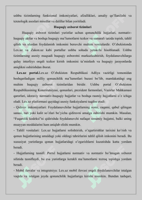 Yuristlarda qo‘llaniladigan dasturiy ta’minot va ularning ishlash texnologiyasi 25 5