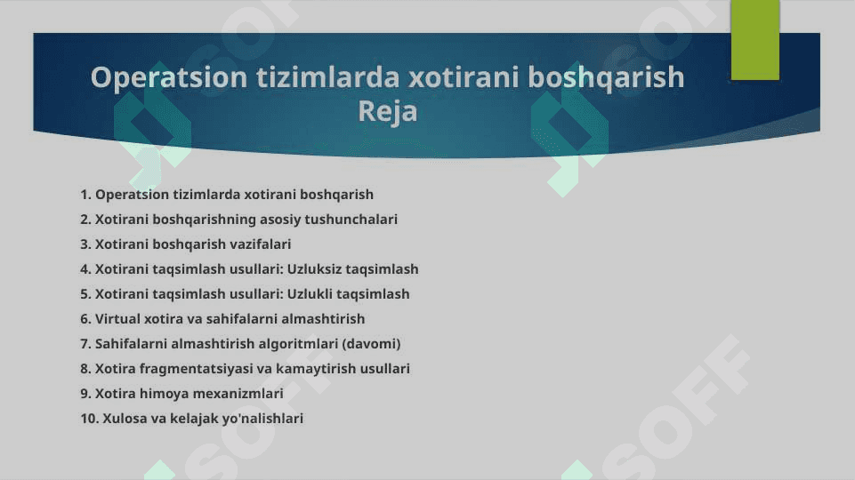 Operatsion tizimlarda xotirani boshqarish 2