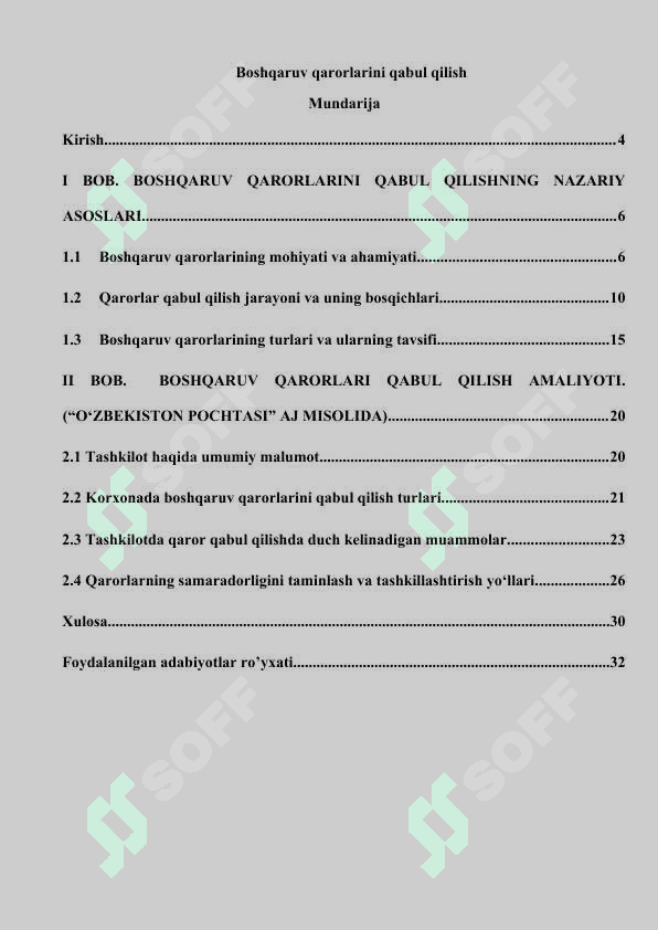 Boshqaruv qarorlarini qabul qilish. kurs ishi 3