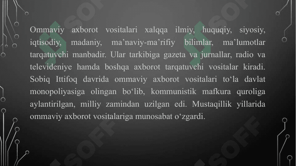 O’zbekiston Respublikasida ommaviy axborot vositalarining faoliyati 2