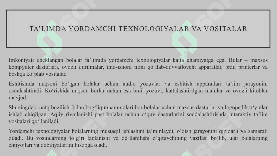 Imkoniyati cheklangan bolalarni o'qitishda ta'lim metodlari va vositalari 6