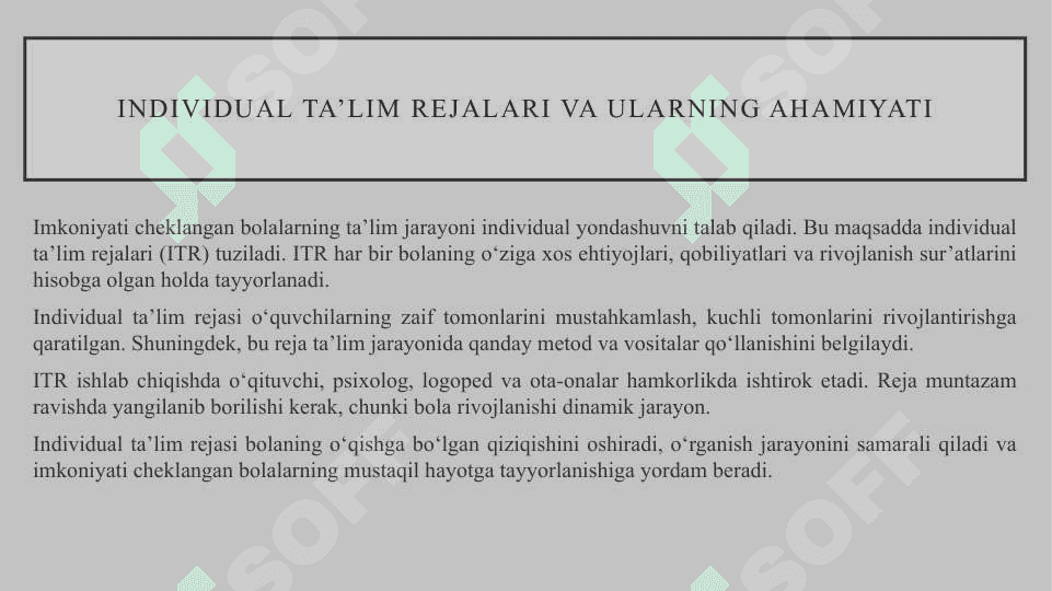 Imkoniyati cheklangan bolalarni o'qitishda ta'lim metodlari va vositalari 7