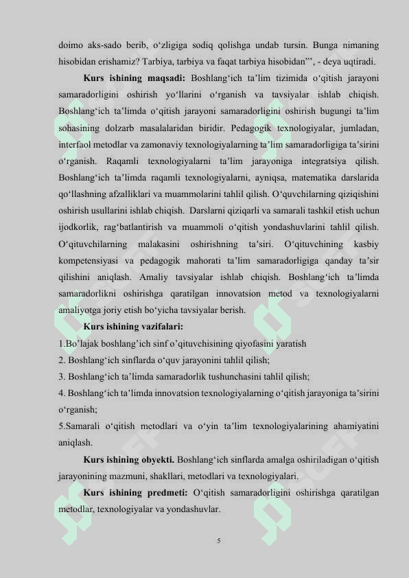 BO’LAJAK   BOSHLANG’ICH   SINF   O’QITUVCHISI QIYOFASI 5