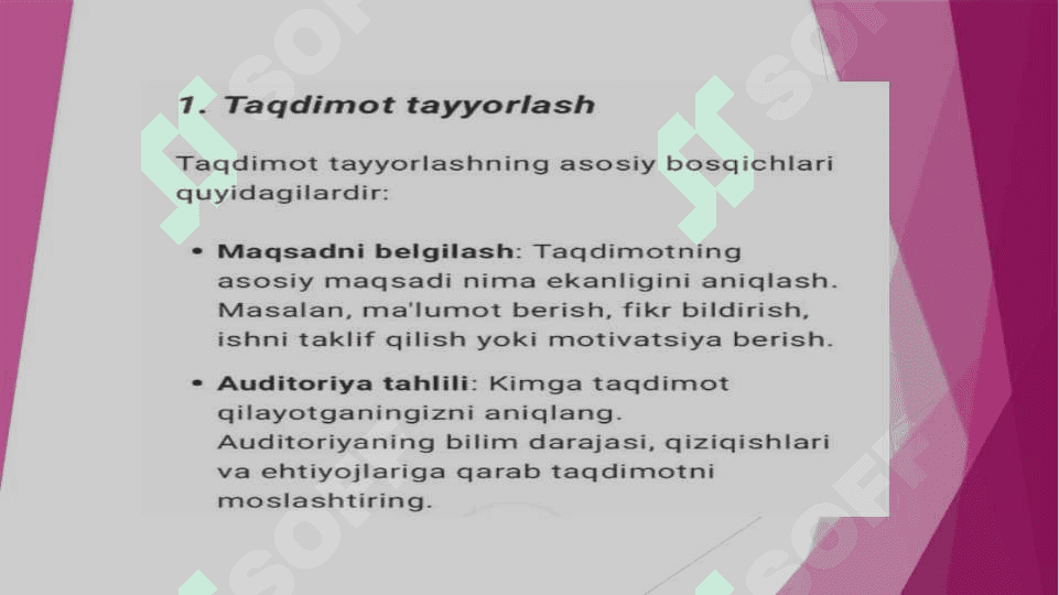 Taqdimot tayyorlash va taqdim etish  usul va vositalari 3