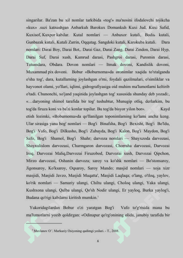 Z.M.Boburning “Boburnoma” asaridagi tarixiy geografik joy nomlari va ularning ilmiy ahamiyati 6