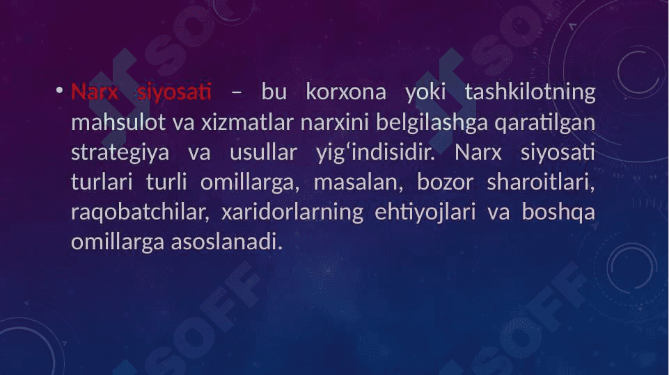 MARKETINGDA NARX SIYOSATI 2