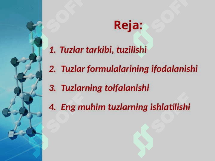 Kimyoda Tuzlar tarkibi, tuzilishi va nomlanishi 2