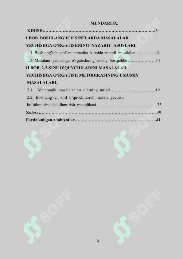 Boshlang'ich sinflarda matematika o'qitishda masalalar yechishning umumiy masalalari. 2