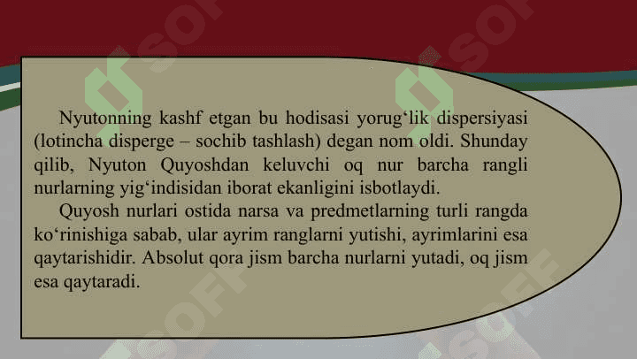 Yorug‘lik dispersiyasi. Spektral analiz 8