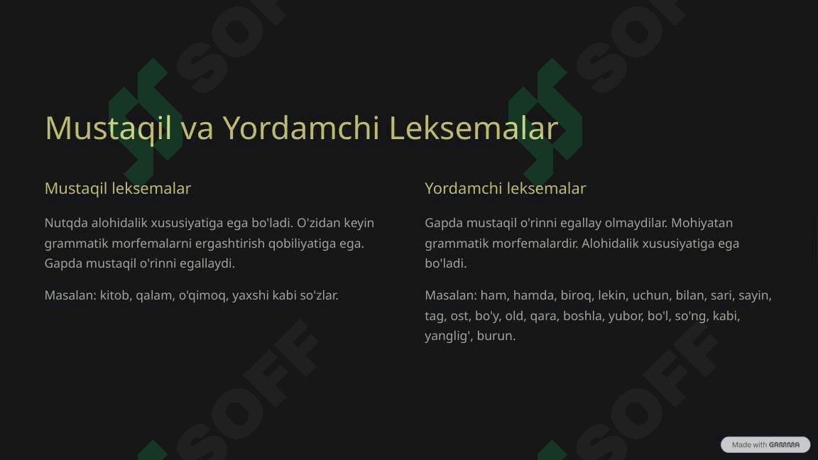 Leksima va So'z Munosabati 4