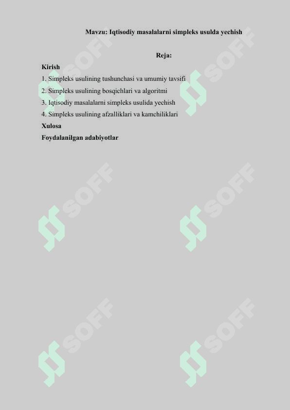 Iqtisodiy masalalarni simpleks usulda yechish 2