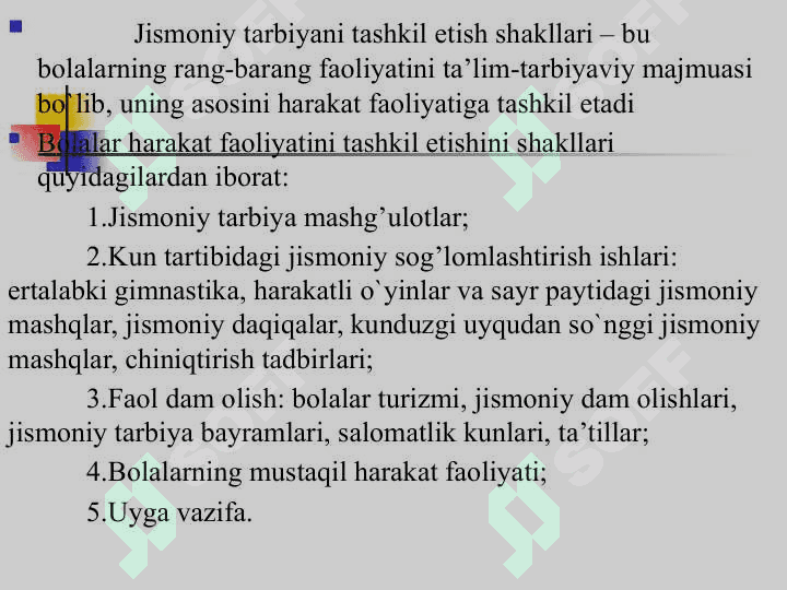Maktabgacha tarbiya muassasalarida jismoniy tarbiyani tashkil etish shakllari 2