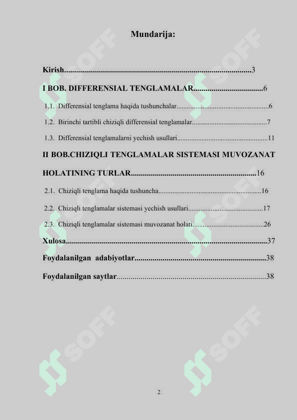 Chiziqli tenglamalar sistemasi muvozanat holatining turlari 2