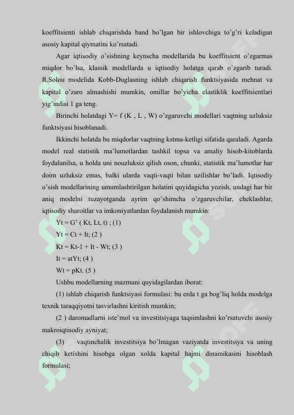 Iqtisodiy o’sishning R. Solou modeli 3