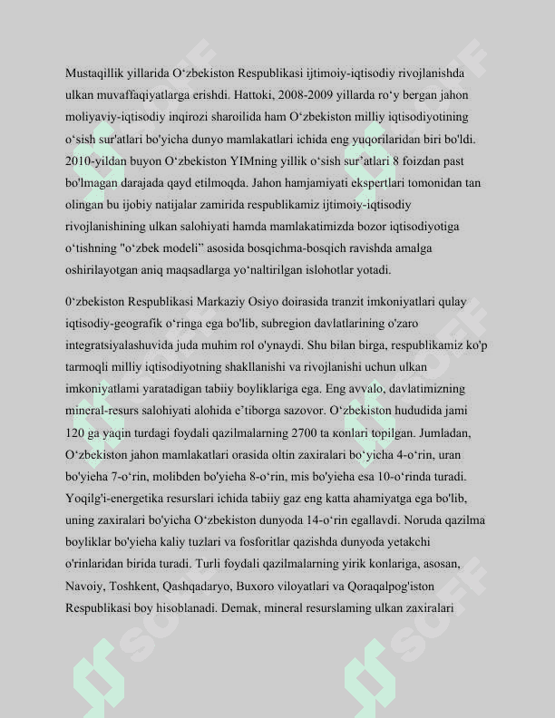 Mustaqillik yillarida uzbekiston respublikasidagi ijtimoiy iqtisodiy ishlar 2