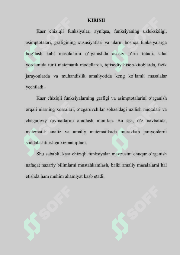 KASR CHIZIQLI FUNKSIYALAR kurs ishi 2