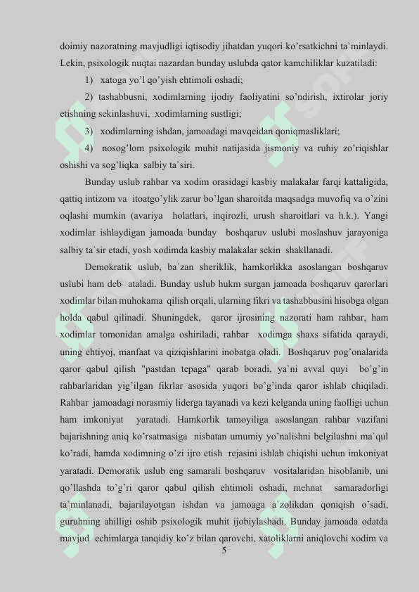 AVTORITAR, QARAM, DEMOKRATIK VA LIBERAL IRODA SAMARADORLIGINING SHARTLARI..docx 5