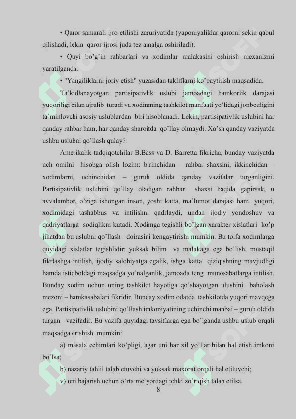 AVTORITAR, QARAM, DEMOKRATIK VA LIBERAL IRODA SAMARADORLIGINING SHARTLARI..docx 8