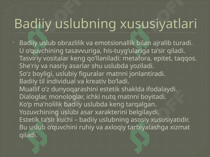 Uslub turlari va uslubiyatni yuzaga keltiruvchi vositalar.pptx 6