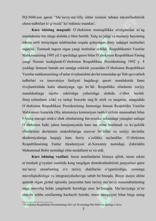 ZAMONAVIY IJTIMOIY HAYOTNING OBYEKTIV TENDENSIYALARI VA KO’PLAB XALQLARNING MA’NAVIY-MADANIY HAYOTDAGI SUBYEKTIV INTILISHLARI O’RTASIDA ZIDDIYAT MAVJUDLIGI..docx 3
