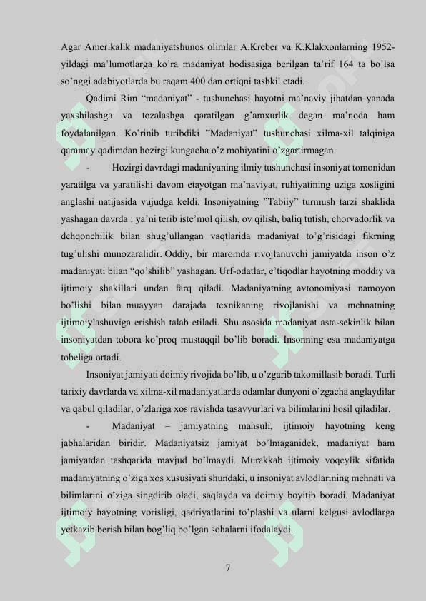 ZAMONAVIY IJTIMOIY HAYOTNING OBYEKTIV TENDENSIYALARI VA KO’PLAB XALQLARNING MA’NAVIY-MADANIY HAYOTDAGI SUBYEKTIV INTILISHLARI O’RTASIDA ZIDDIYAT MAVJUDLIGI..docx 7
