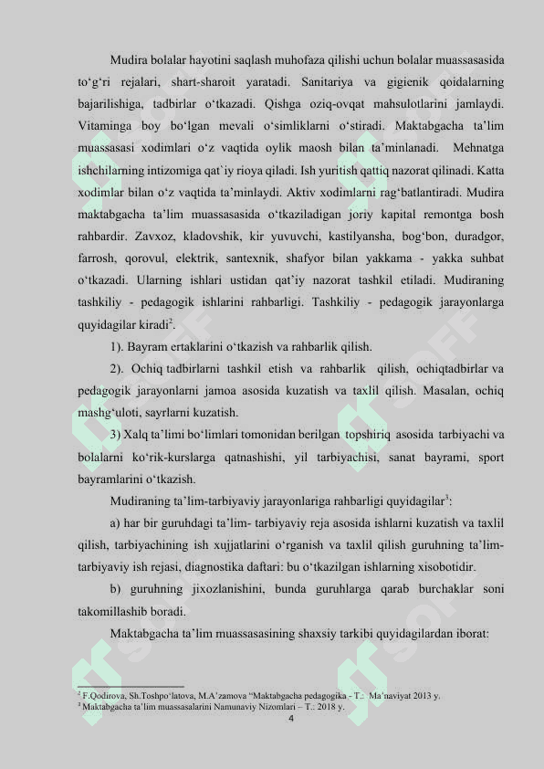 MUDIRA TASHKILOTCHI, MA’MURIYATCHI VA YUQORI MALAKALI PEDAGOG VA UNGA QO‘YILGAN TALABLAR..docx 3