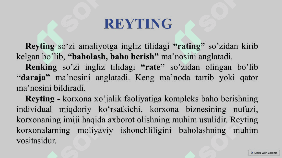 Korxonalar moliyaviy xolatini reyting baholash 3