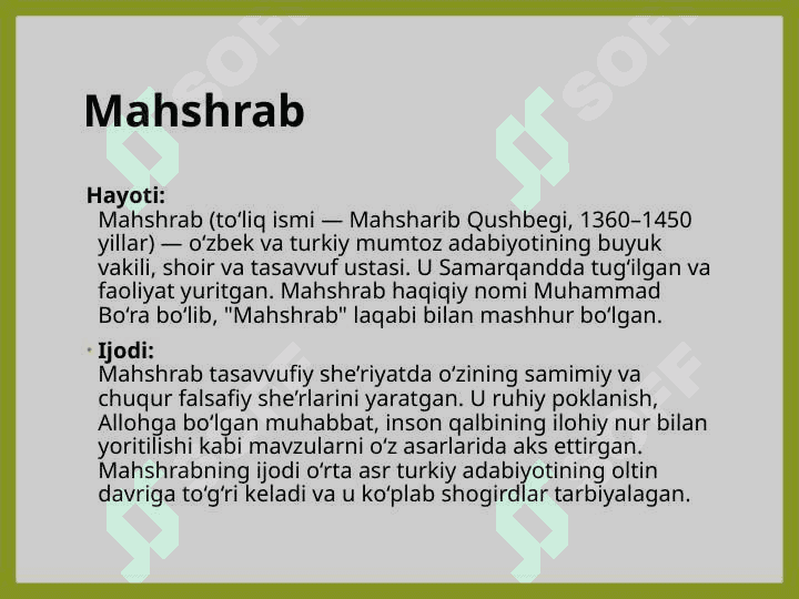 Turdi, Mashrab, So'fi Olloyor  asarlari va tasavvuf ta'limoti masalasini qiyosan tahlil qilish 6