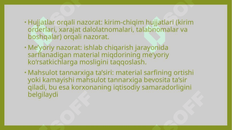 Materiallardan foydalanishni nazorat qilish va inventarizatsiyani o'tkazish 4