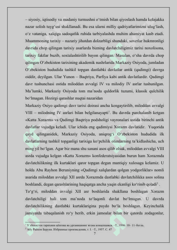 Xorazm vohasida davlatlarning shakilanishi  kelishi 7