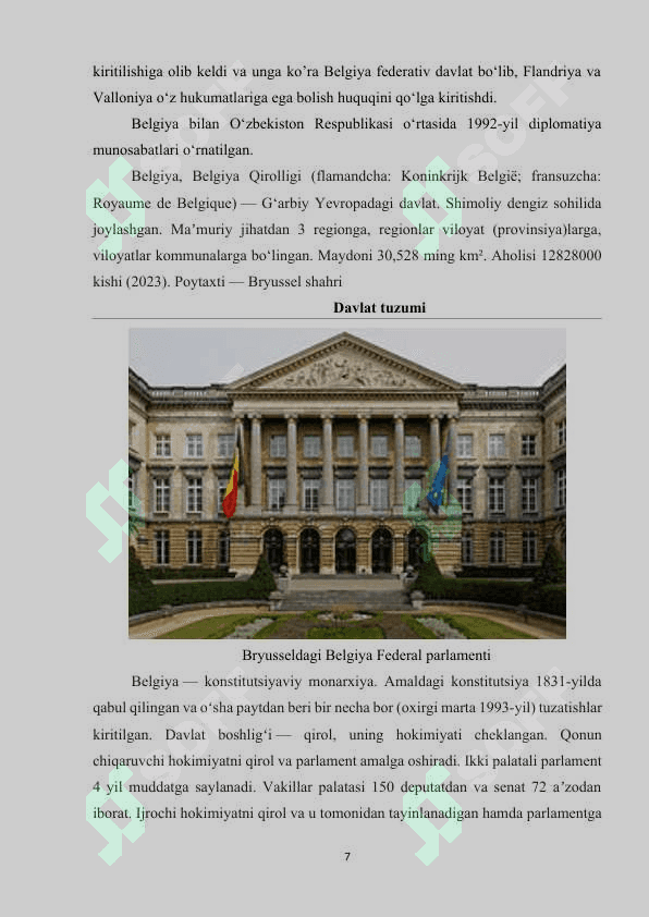 BELGIYA DAVLATI TURIZMINING RIVOJLANISH XUSUSIYATLARI. 7
