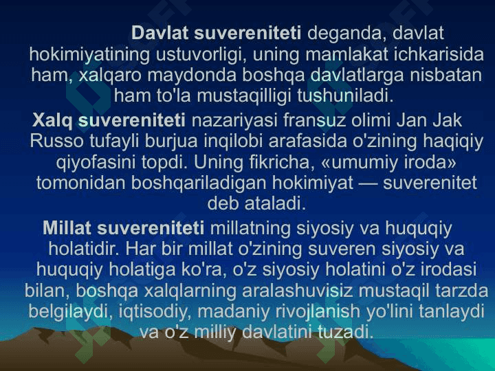 O’zbekiston Respublikasi Konstitutsiyasining asosiy printsiplari. O’zbekiston Respublikasida inson va fuqarolarning asosiy huquqlari, erkinliklari va burchlari. 3