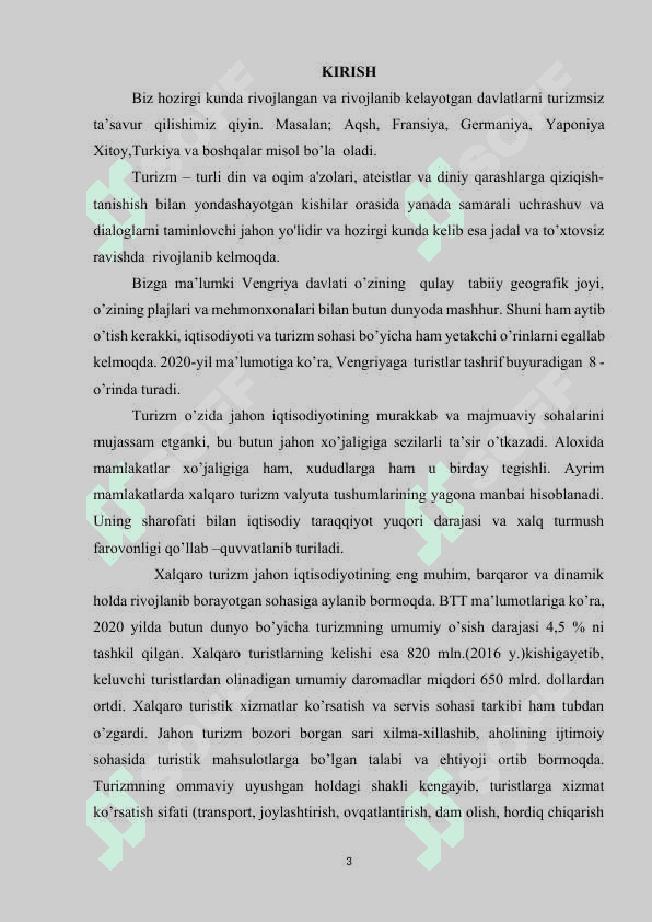 VENGRIYA DAVLATI TURIZMINING RIVOJLANISH HOLATI. 3