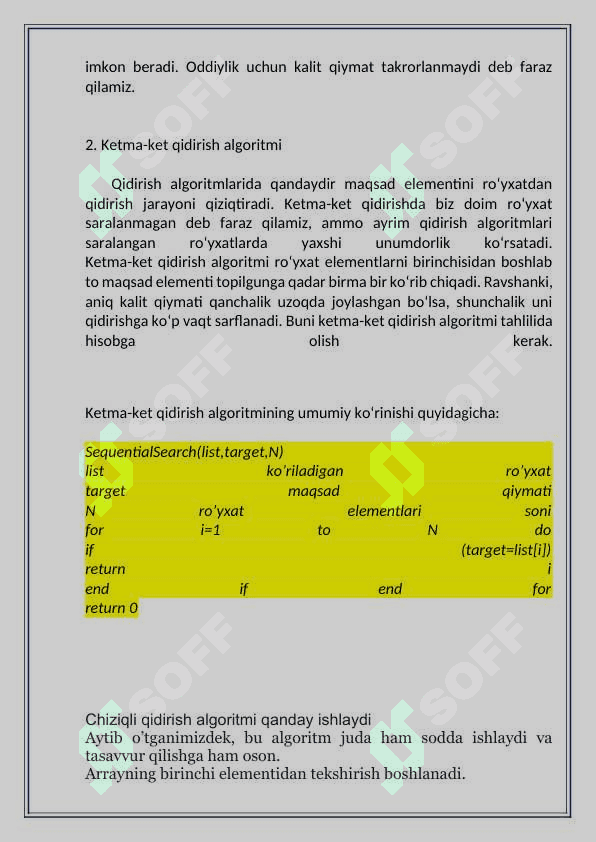 Qidirish algoritimlari va ularning taxlili 4