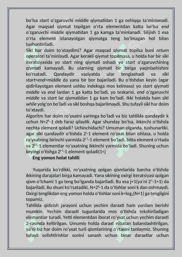 Qidirish algoritimlari va ularning taxlili 8