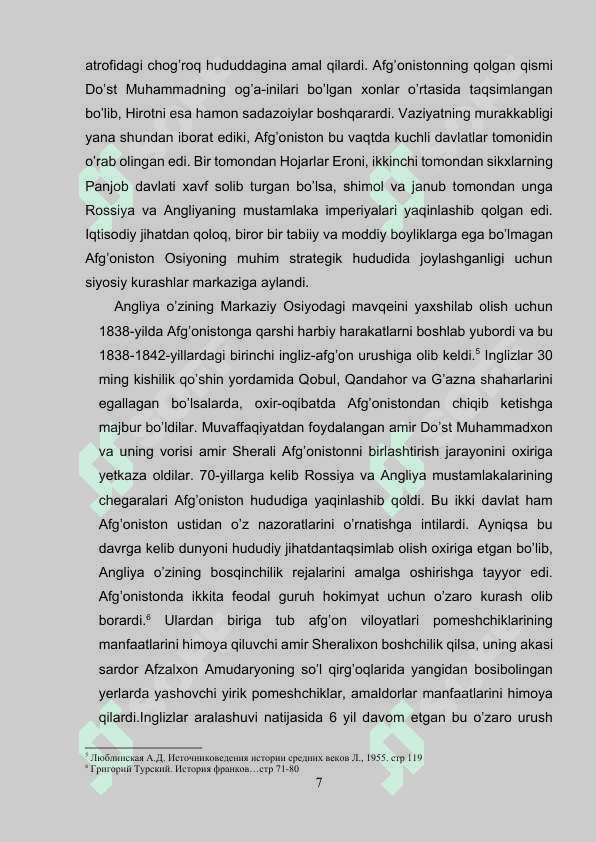 XVIII asr oxiri XIX asr 1-yarmida Afg’oniston 7