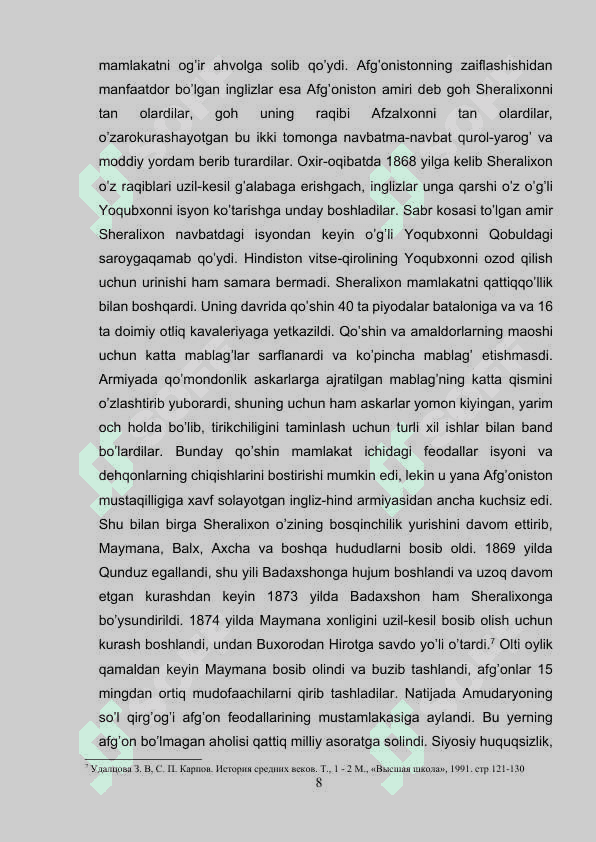 XVIII asr oxiri XIX asr 1-yarmida Afg’oniston 8